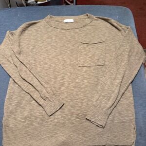 Becool Tan Marl Knit Crewneck Sweater with Chest Pocket Style 63496 Mens M/L